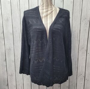 NWT**80 Park Open Knit Black Cardigan,Size 3X